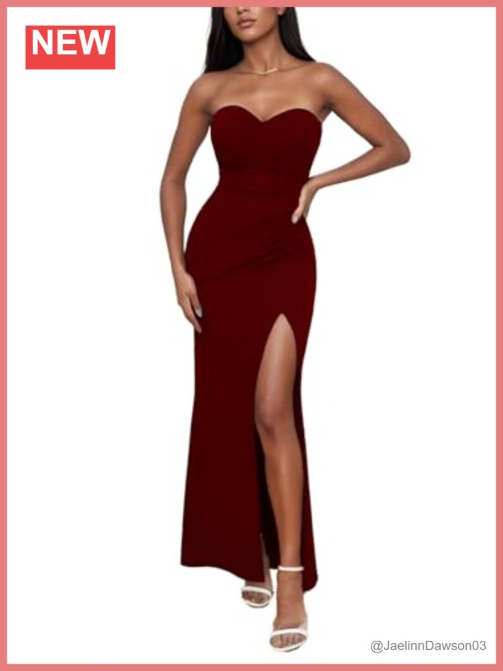 TDiooCor Strapless Tube Top Maxi Dress High Slit Bodycon Formal Wedding Guest